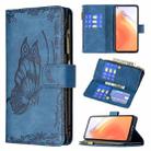 For Xiaomi Mi 10T Pro 5G Flying Butterfly Embossing Pattern Zipper Horizontal Flip Leather Case with Holder & Card Slots & Wallet(Blue) - 1