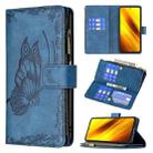 For Xiaomi Poco X3 Flying Butterfly Embossing Pattern Zipper Horizontal Flip Leather Case with Holder & Card Slots & Wallet(Blue) - 1