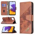 For Samsung Galaxy A22 5G Matching Color Crocodile Texture Horizontal Flip PU Leather Case with Wallet & Holder & Card Slots(Brown) - 1