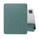 For iPad Pro 11 2022 / 2021 Three-folding Electric Pressed Skin Texture Horizontal Flip Shockproof Transparent TPU + PU Leather Tablet Case with Holder & Pen Slot & Sleep / Wake-up Function(Dark Green) - 1