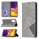 For Samsung Galaxy A82 5G Rhombus Texture Horizontal Flip Magnetic Leather Case with Holder & Card Slots(Grey) - 1