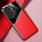 For Huawei P50 All-inclusive Leather + Organic Glass Protective Case with Metal Iron Sheet(Red) - 1