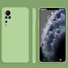 For vivo X60 Pro Solid Color Imitation Liquid Silicone Straight Edge Dropproof Full Coverage Protective Case(Matcha Green) - 1