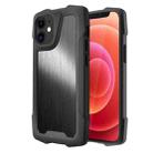 Stainless Steel Metal PC Back Cover + TPU Heavy Duty Armor Shockproof Case For iPhone 12 mini(Brush Black) - 1