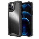 Stainless Steel Metal PC Back Cover + TPU Heavy Duty Armor Shockproof Case For iPhone 12 / 12 Pro(Brush Black) - 1