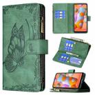 For Samsung Galaxy A11 Flying Butterfly Embossing Pattern Zipper Horizontal Flip Leather Case with Holder & Card Slots & Wallet(Green) - 1