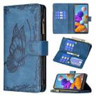 For Samsung Galaxy A21s Flying Butterfly Embossing Pattern Zipper Horizontal Flip Leather Case with Holder & Card Slots & Wallet(Blue) - 1