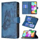 For Samsung Galaxy A41 Flying Butterfly Embossing Pattern Zipper Horizontal Flip Leather Case with Holder & Card Slots & Wallet(Blue) - 1