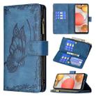 For Samsung Galaxy A42 Flying Butterfly Embossing Pattern Zipper Horizontal Flip Leather Case with Holder & Card Slots & Wallet(Blue) - 1