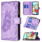 For Samsung Galaxy A71 4G Flying Butterfly Embossing Pattern Zipper Horizontal Flip Leather Case with Holder & Card Slots & Wallet(Purple) - 1