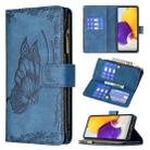 For Samsung Galaxy A72 4G / 5G Flying Butterfly Embossing Pattern Zipper Horizontal Flip Leather Case with Holder & Card Slots & Wallet(Blue) - 1