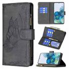 For Samsung Galaxy S20 Flying Butterfly Embossing Pattern Zipper Horizontal Flip Leather Case with Holder & Card Slots & Wallet(Black) - 1