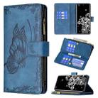 For Samsung Galaxy S20 Ultra Flying Butterfly Embossing Pattern Zipper Horizontal Flip Leather Case with Holder & Card Slots & Wallet(Blue) - 1