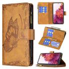 For Samsung Galaxy S20 FE Flying Butterfly Embossing Pattern Zipper Horizontal Flip Leather Case with Holder & Card Slots & Wallet(Brown) - 1