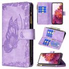 For Samsung Galaxy S20 FE Flying Butterfly Embossing Pattern Zipper Horizontal Flip Leather Case with Holder & Card Slots & Wallet(Purple) - 1