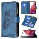 For Samsung Galaxy S20 FE Flying Butterfly Embossing Pattern Zipper Horizontal Flip Leather Case with Holder & Card Slots & Wallet(Blue) - 1