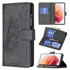 For Samsung Galaxy S21 5G Flying Butterfly Embossing Pattern Zipper Horizontal Flip Leather Case with Holder & Card Slots & Wallet(Black) - 1