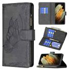 For Samsung Galaxy S21 Ultra 5G Flying Butterfly Embossing Pattern Zipper Horizontal Flip Leather Case with Holder & Card Slots & Wallet(Black) - 1