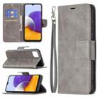For Samsung Galaxy A22 5G Retro Lambskin Texture Pure Color Horizontal Flip PU Leather Case with Holder & Card Slots & Wallet & Lanyard(Gray) - 1