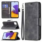 For Samsung Galaxy A22 5G Retro Lambskin Texture Pure Color Horizontal Flip PU Leather Case with Holder & Card Slots & Wallet & Lanyard(Black) - 1