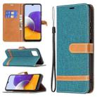 For Samsung Galaxy A22 5G Color Matching Denim Texture Horizontal Flip Leather Case with Holder & Card Slots & Wallet & Lanyard(Green) - 1
