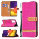 For Samsung Galaxy A82 5G Color Matching Denim Texture Horizontal Flip Leather Case with Holder & Card Slots & Wallet & Lanyard(Rose Red) - 1