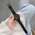For Samsung Galaxy Watch 46mm Sewing Litchi Texture Leather Watch Band(Black) - 1