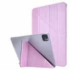For iPad Pro 12.9 2022 / 2021 Silk Texture Horizontal Deformation Flip Leather Tablet Case with Holder(Pink) - 1