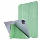 For iPad Air 13 2024 / iPad Pro 12.9 2022 / 2021 Silk Texture Horizontal Deformation Flip Leather Tablet Case with Holder(Green) - 1