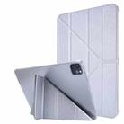 For iPad Pro 12.9 2022 / 2021 Silk Texture Horizontal Deformation Flip Leather Tablet Case with Holder(Silver) - 1