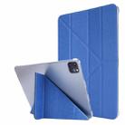 For iPad Air 13 2024 / iPad Pro 12.9 2022 / 2021 Silk Texture Horizontal Deformation Flip Leather Tablet Case with Holder(Blue) - 1