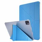 For iPad Air 13 2024 / iPad Pro 12.9 2022 / 2021 Silk Texture Horizontal Deformation Flip Leather Tablet Case with Holder(Light Blue) - 1