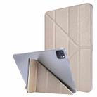For iPad Pro 12.9 2022 / 2021 Silk Texture Horizontal Deformation Flip Leather Tablet Case with Holder(Gold) - 1