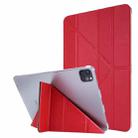 For iPad Air 13 2024 / iPad Pro 12.9 2022 / 2021 Silk Texture Horizontal Deformation Flip Leather Tablet Case with Holder(Rose Red) - 1