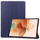 For Samsung Galaxy Tab S7 Lite T730 / T735 / Tab S7 FE T736 Custer Texture Horizontal Flip Leather Case with Three-folding Holder & Sleep / Wake-up Function(Dark Blue) - 1