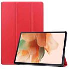 For Samsung Galaxy Tab S7 Lite T730 / T735 / Tab S7 FE T736 Custer Texture Horizontal Flip Leather Case with Three-folding Holder & Sleep / Wake-up Function(Red) - 1