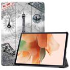 For Samsung Galaxy Tab S7 Lite T730 / T735 / Tab S7 FE T736 Custer Painted PU Leather Case with Sleep / Wake-up Function & 3-Fold Holder(Retro Tower) - 1