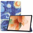 For Samsung Galaxy Tab S7 Lite T730 / T735 / Tab S7 FE T736 Custer Painted PU Leather Case with Sleep / Wake-up Function & 3-Fold Holder(Starry Sky) - 1