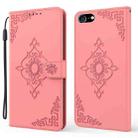 For iPhone SE 2022 / SE 2020 / 8 / 7 Embossed Fortune Flower Pattern Horizontal Flip Leather Case with Holder & Card Slot & Wallet & Lanyard(Pink) - 1