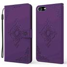 Embossed Fortune Flower Pattern Horizontal Flip Leather Case with Holder & Card Slot & Wallet & Lanyard For iPhone 8 Plus & 7 Plus(Purple) - 1