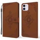 Embossed Fortune Flower Pattern Horizontal Flip Leather Case with Holder & Card Slot & Wallet & Lanyard For iPhone 11(Brown) - 1