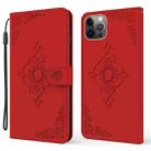 Embossed Fortune Flower Pattern Horizontal Flip Leather Case with Holder & Card Slot & Wallet & Lanyard For iPhone 11 Pro(Red) - 1