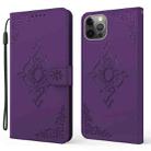 Embossed Fortune Flower Pattern Horizontal Flip Leather Case with Holder & Card Slot & Wallet & Lanyard For iPhone 11 Pro(Purple) - 1