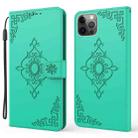 Embossed Fortune Flower Pattern Horizontal Flip Leather Case with Holder & Card Slot & Wallet & Lanyard For iPhone 11 Pro(Green) - 1