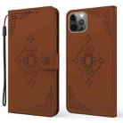 Embossed Fortune Flower Pattern Horizontal Flip Leather Case with Holder & Card Slot & Wallet & Lanyard For iPhone 11 Pro(Brown) - 1