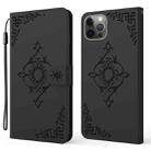 Embossed Fortune Flower Pattern Horizontal Flip Leather Case with Holder & Card Slot & Wallet & Lanyard For iPhone 11 Pro Max(Black) - 1