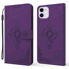 For iPhone 12 mini Embossed Fortune Flower Pattern Horizontal Flip Leather Case with Holder & Card Slot & Wallet & Lanyard (Purple) - 1