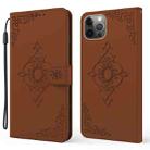 Embossed Fortune Flower Pattern Horizontal Flip Leather Case with Holder & Card Slot & Wallet & Lanyard For iPhone 12 Pro Max(Brown) - 1