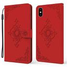 Embossed Fortune Flower Pattern Horizontal Flip Leather Case with Holder & Card Slot & Wallet & Lanyard For iPhone X / XS(Red) - 1