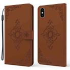 Embossed Fortune Flower Pattern Horizontal Flip Leather Case with Holder & Card Slot & Wallet & Lanyard For iPhone X / XS(Brown) - 1